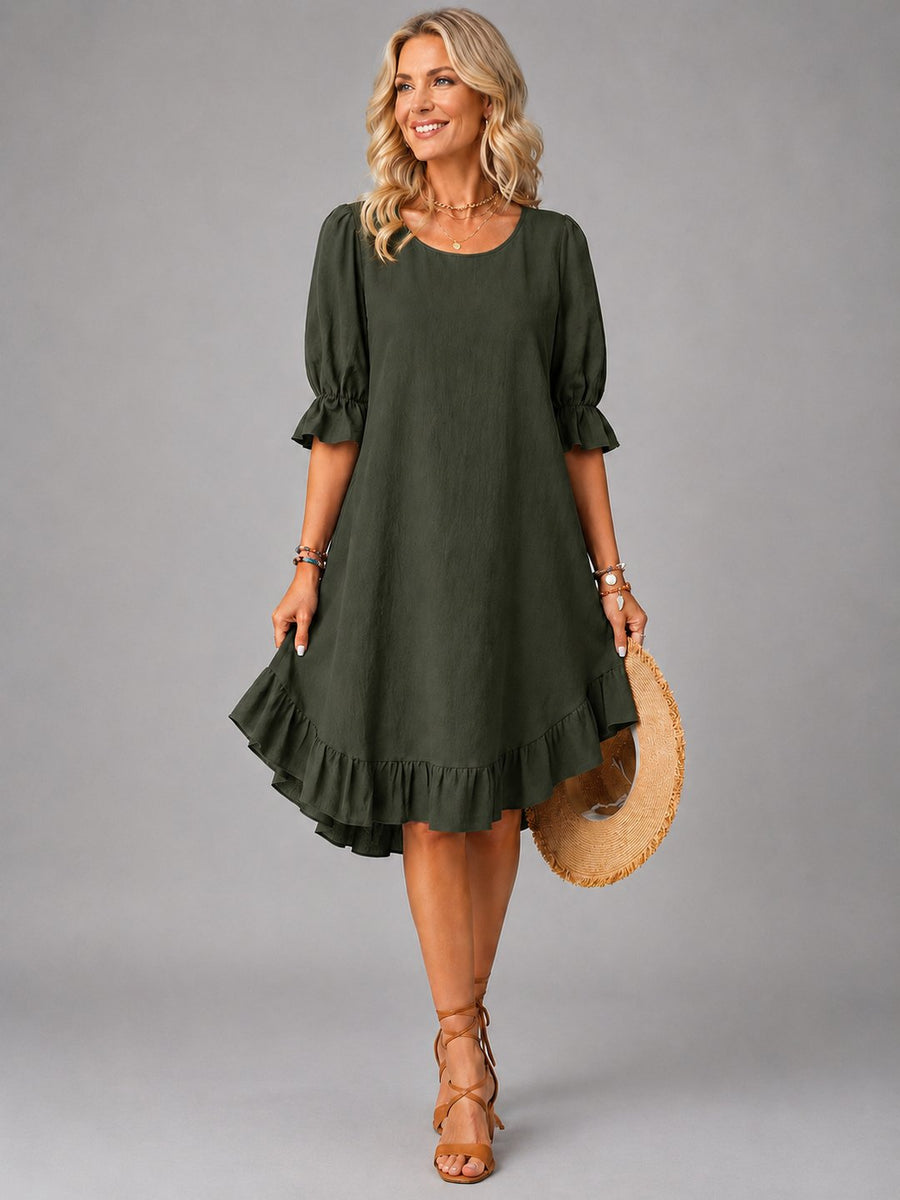 Dorice | Women's Relaxed Everyday Dress in Green, Black, Brown and Khaki