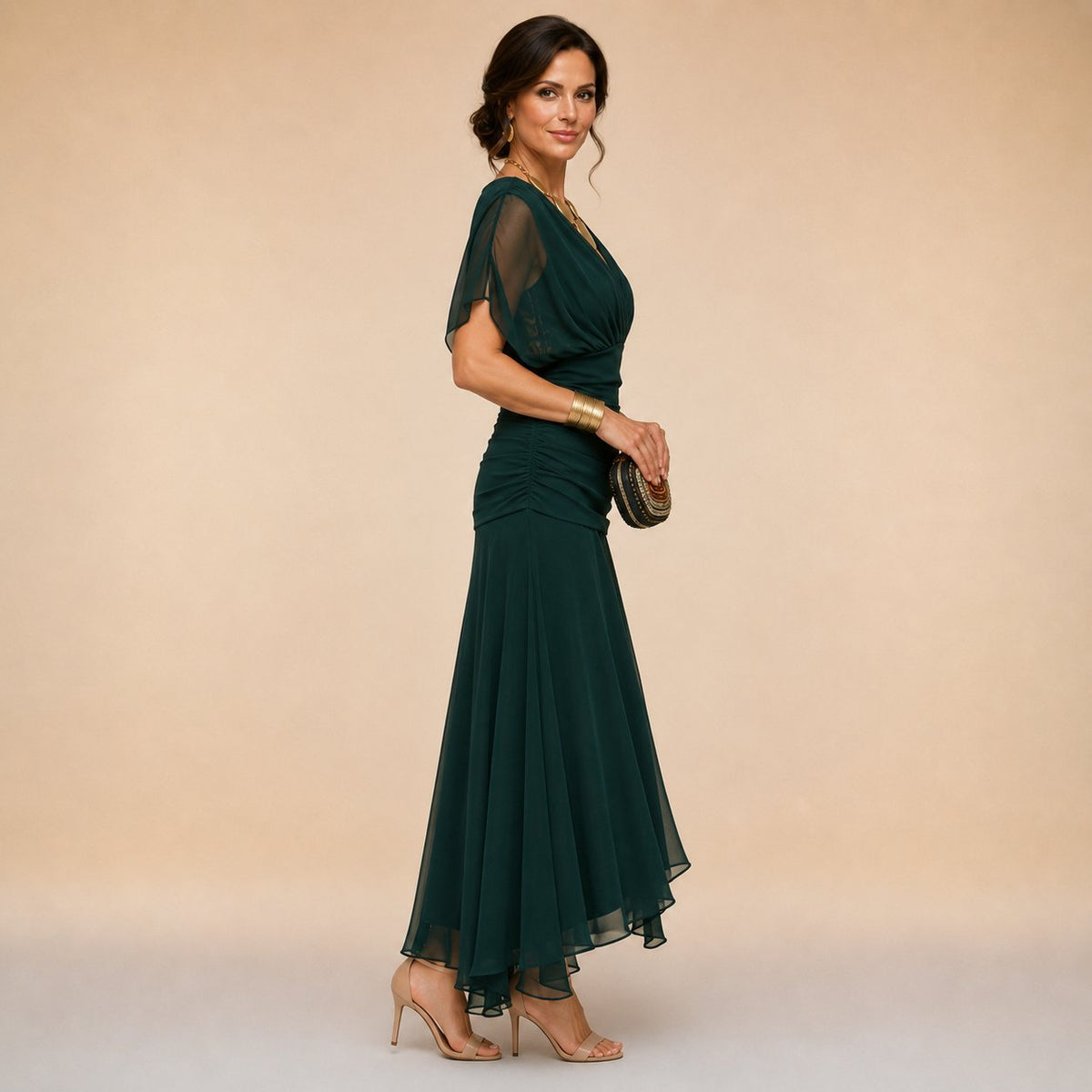Ursula | Dark Green Christmas Party Dress, Maxi