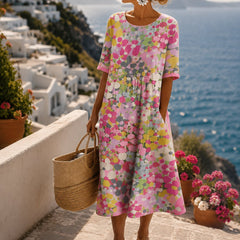 Savannah | Women's Blush Summer Dress in Pink, Green and Blue