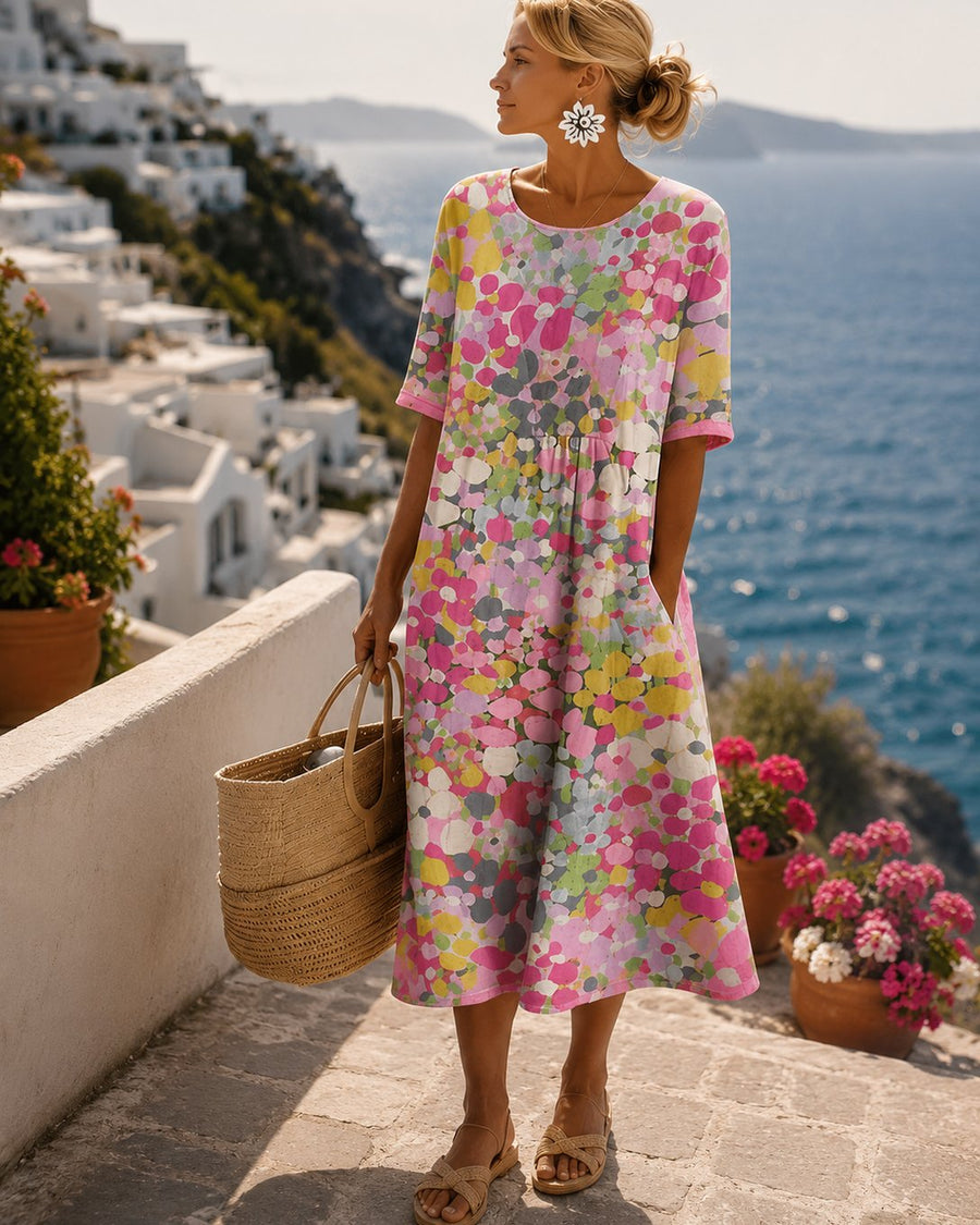 Savannah | Women's Blush Summer Dress in Pink, Green and Blue
