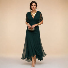 Ursula | Dark Green Christmas Party Dress, Maxi