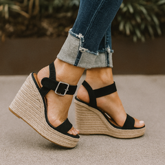 Charlotte | Women's Open Toe Espadrille Wedge Sandals with Ankle Strap
