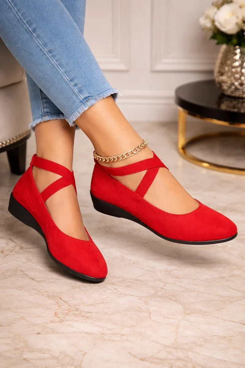 Angie | Women's Crossover Strap Flat Sandals with Ankle Strap