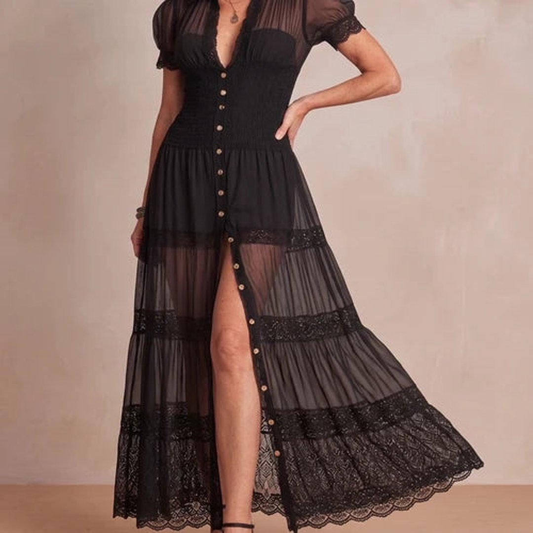 Richelle | Women's Sheer Lace Maxi Dress