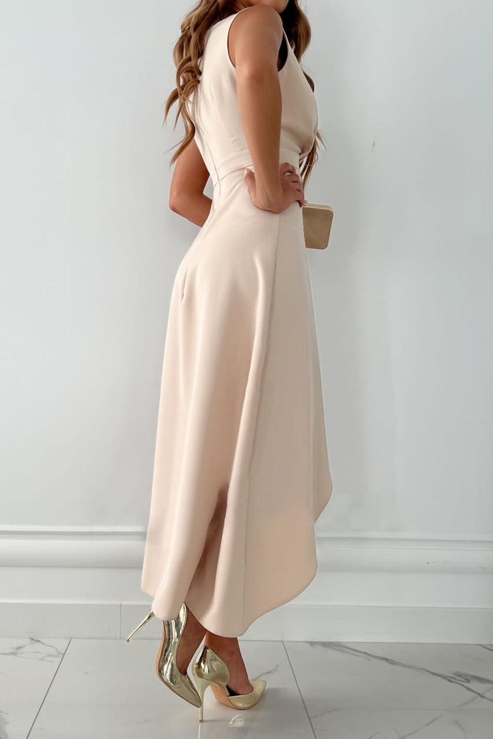 Lana | Women's Wrap Asymmetric Ruffle Cocktail Midi Dress