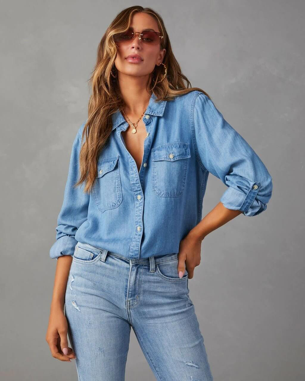Darcy Ellison | Women's Relaxed Fit Long Sleeve Denim Shirt