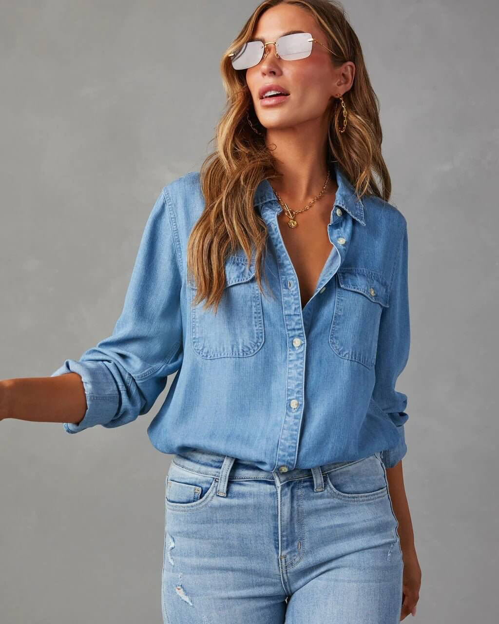 Darcy Ellison | Women's Relaxed Fit Long Sleeve Denim Shirt
