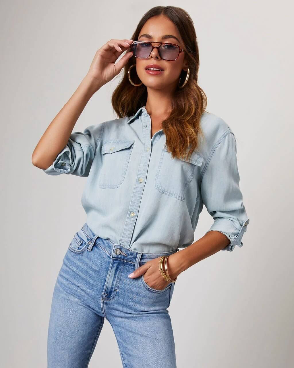 Darcy Ellison | Women's Relaxed Fit Long Sleeve Denim Shirt