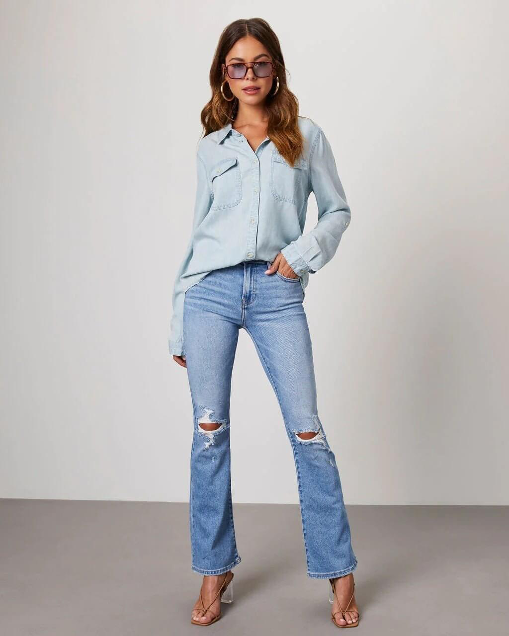 Darcy Ellison | Women's Relaxed Fit Long Sleeve Denim Shirt