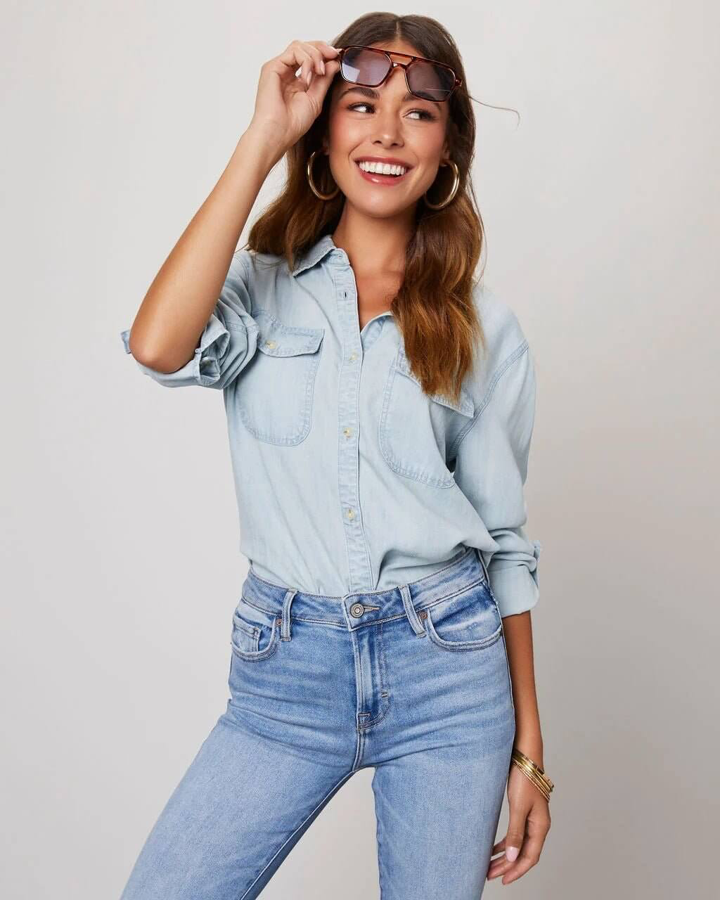 Darcy Ellison | Women's Relaxed Fit Long Sleeve Denim Shirt