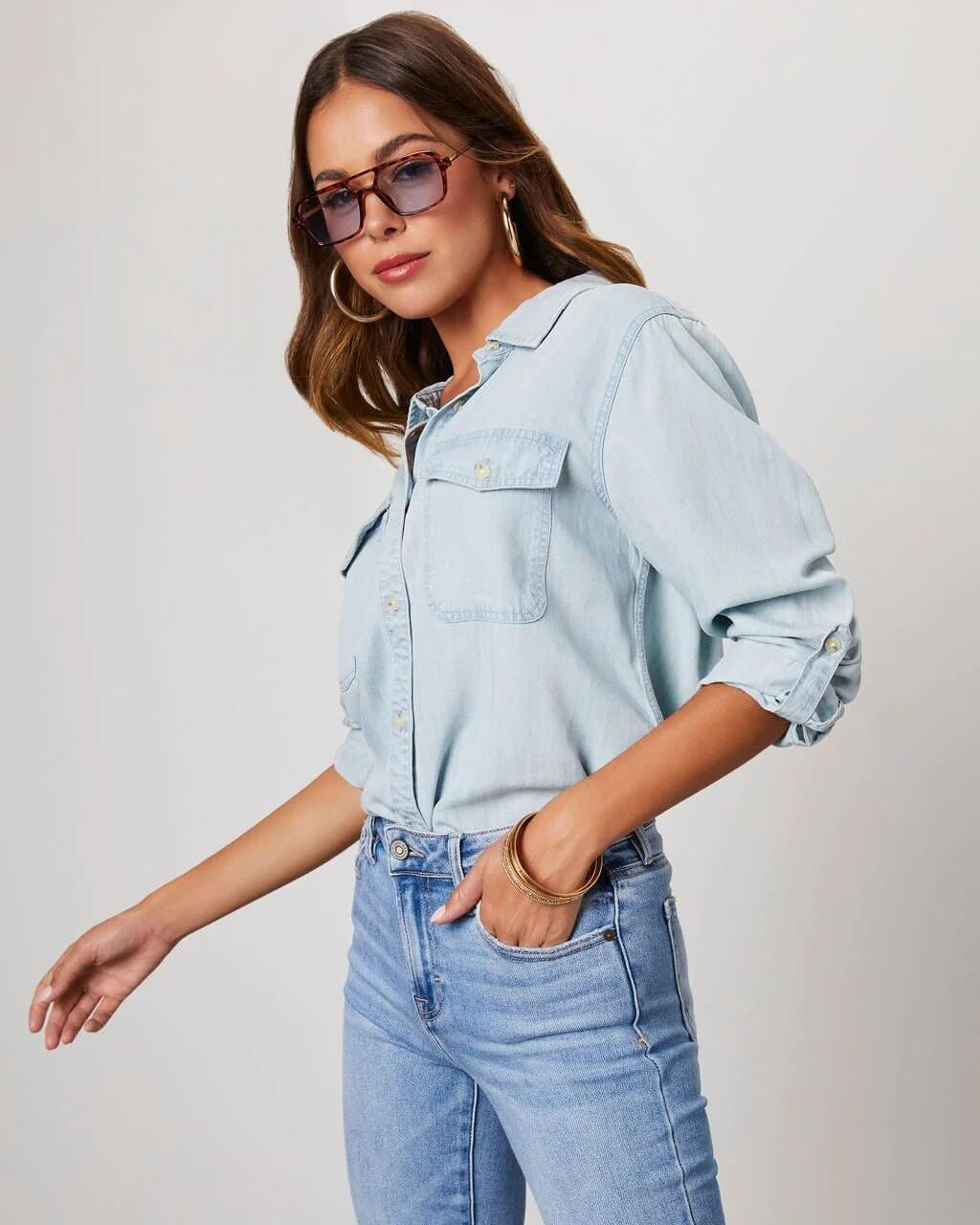 Darcy Ellison | Women's Relaxed Fit Long Sleeve Denim Shirt