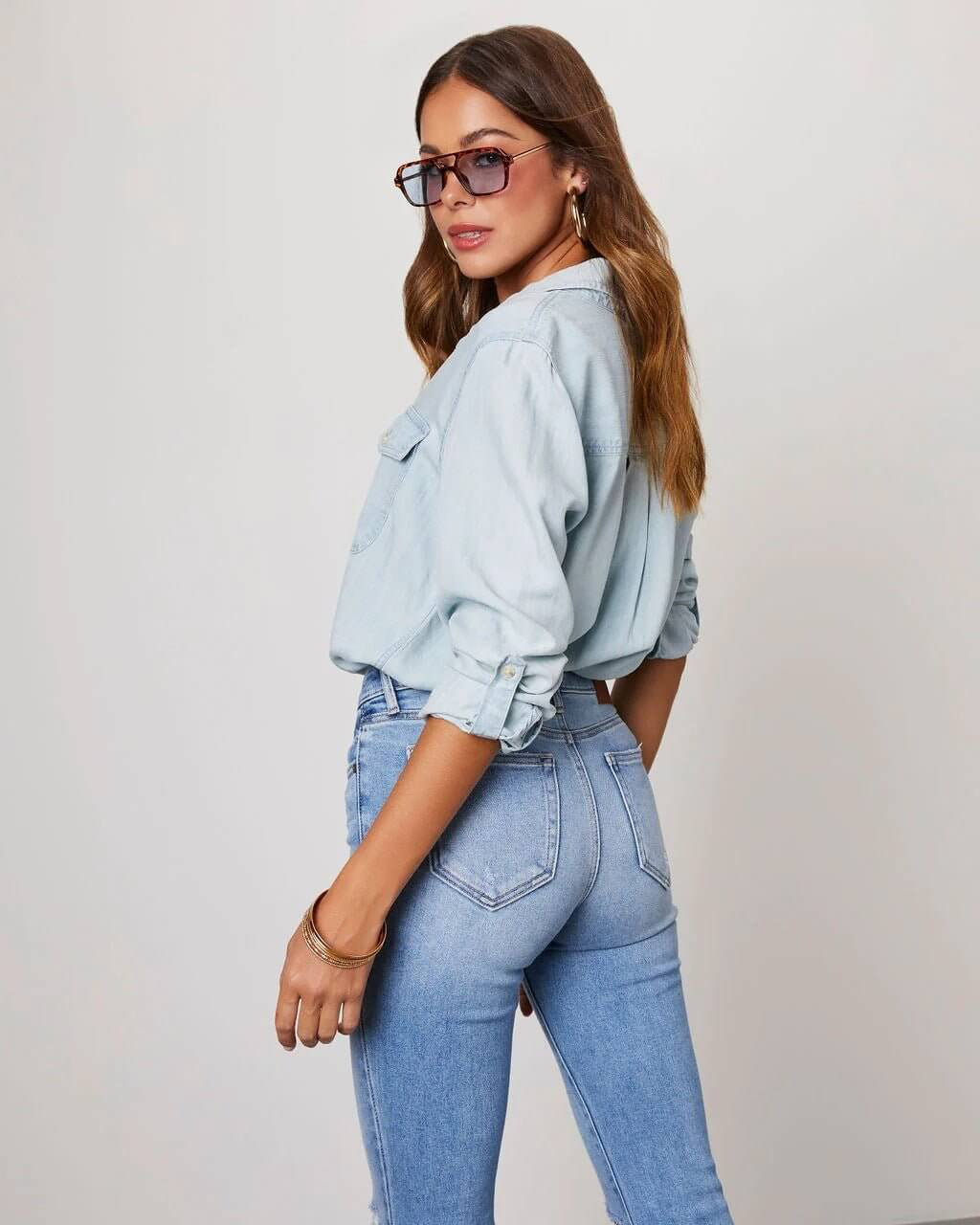 Darcy Ellison | Women's Relaxed Fit Long Sleeve Denim Shirt