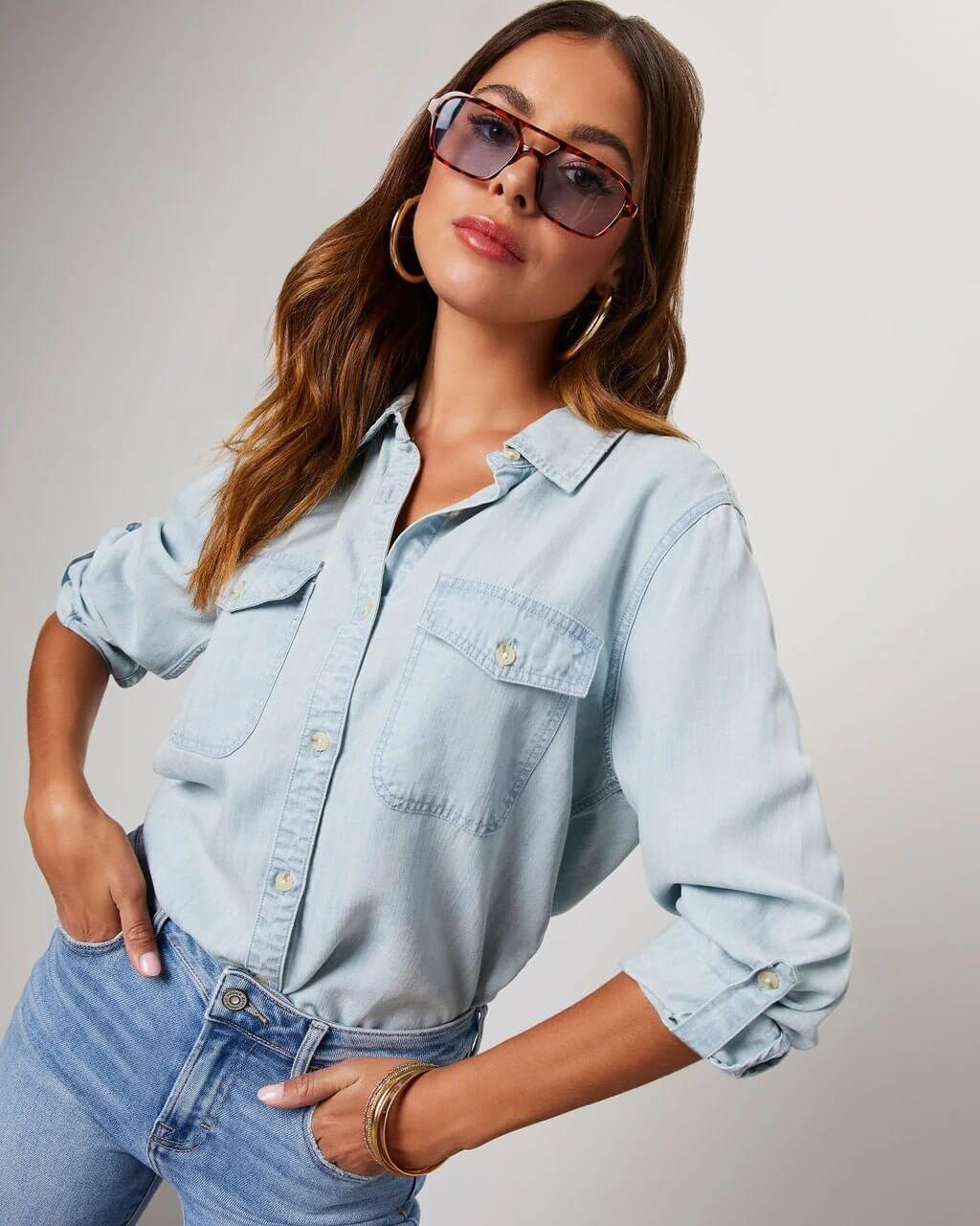 Darcy Ellison | Women's Relaxed Fit Long Sleeve Denim Shirt
