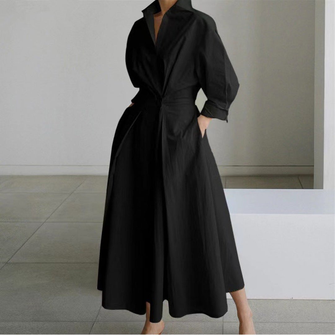 Oriel | Women's Wrap-Front Maxi Dress with Collar