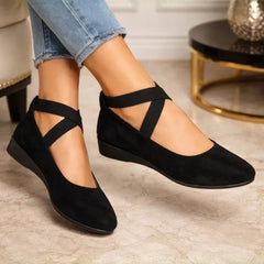 Angie | Women's Crossover Strap Flat Sandals with Ankle Strap