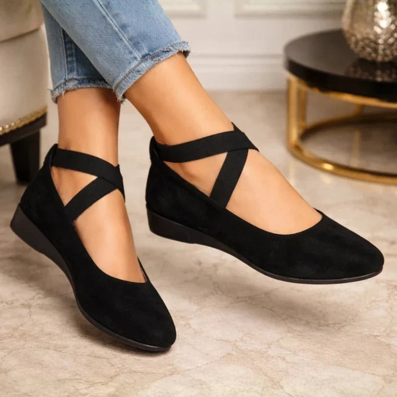 Angie | Women's Crossover Strap Flat Sandals with Ankle Strap