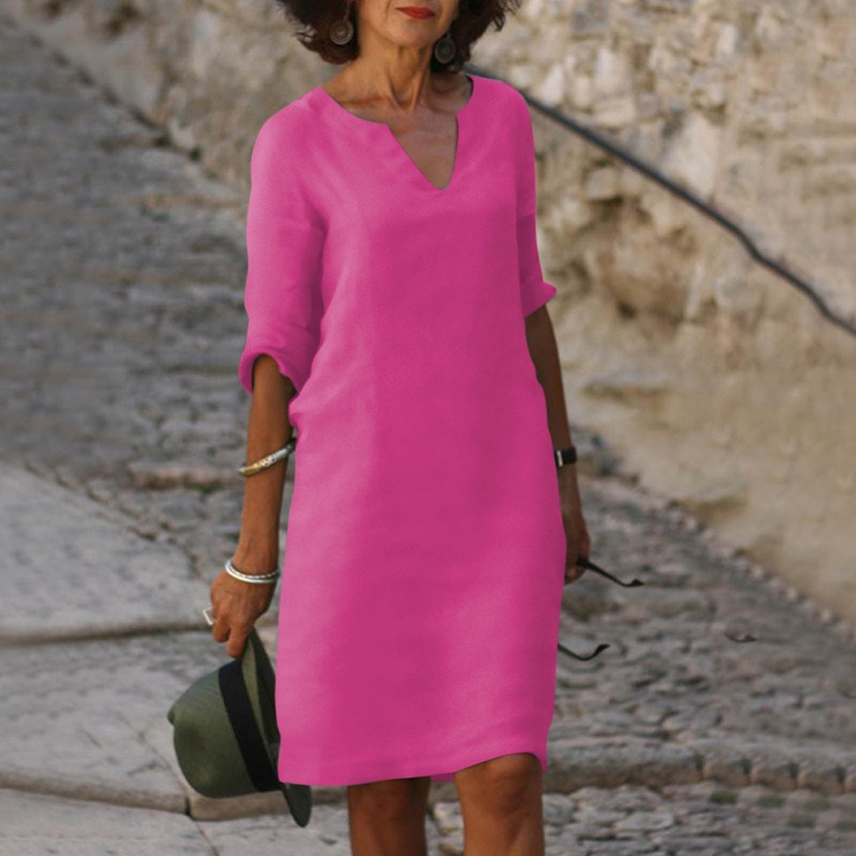 Philippa | Women's Forest Green Everyday Dress in 14 Colours