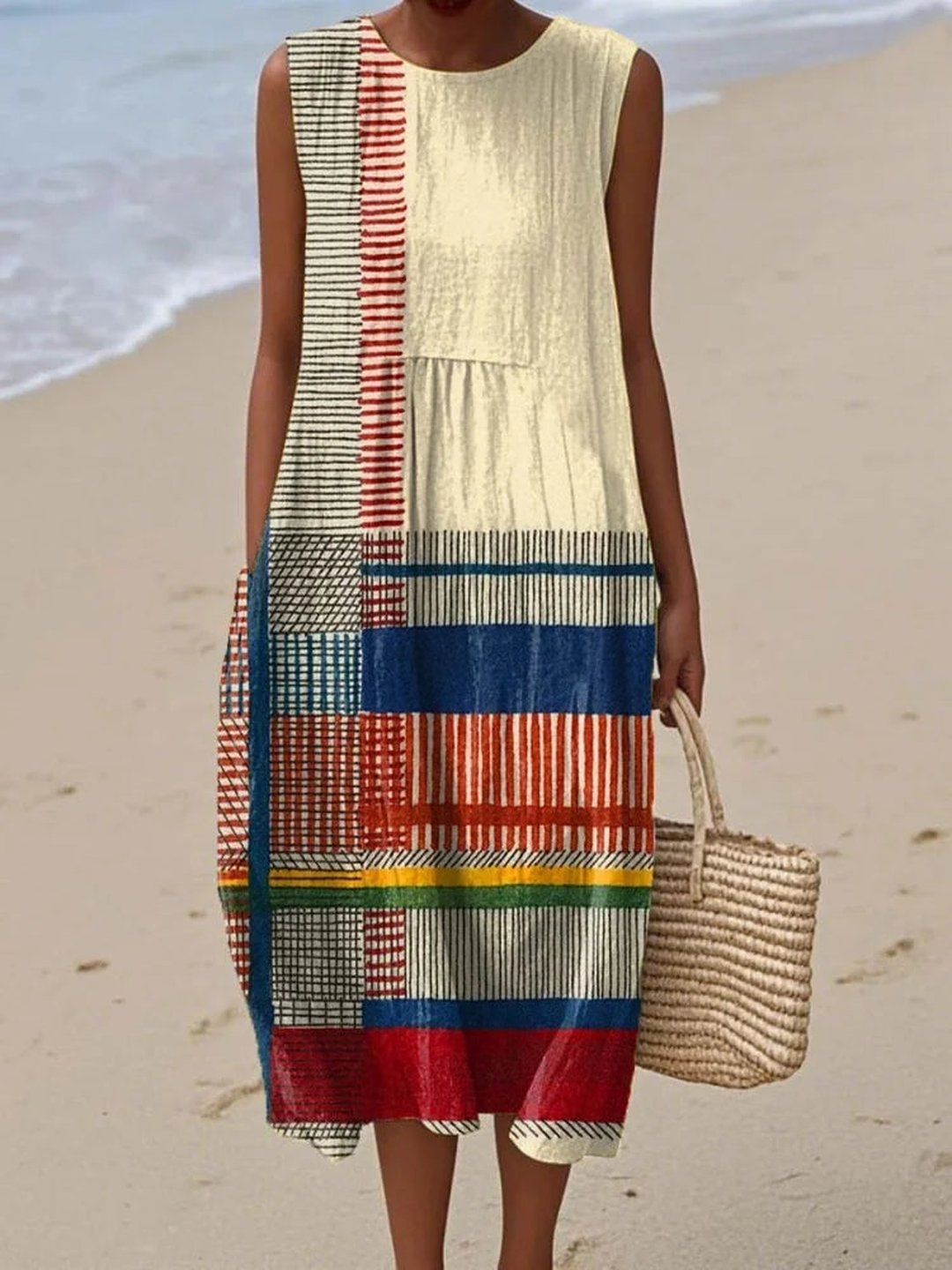 Fern | Women's Golden Art Print Midi Dress