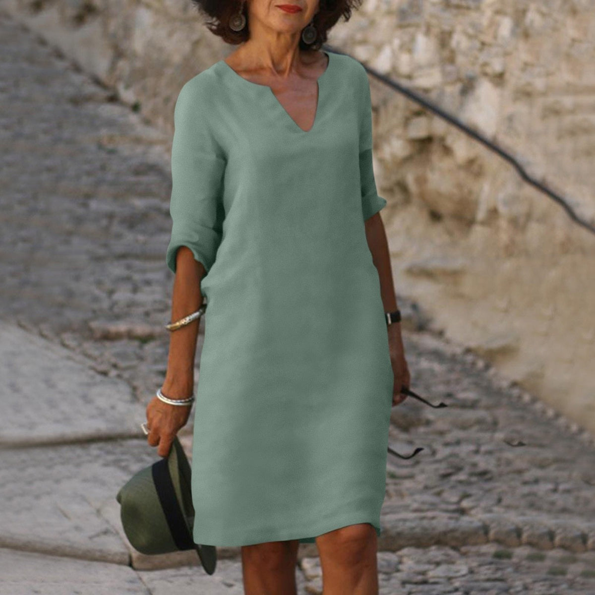Philippa | Women's Forest Green Everyday Dress in 14 Colours