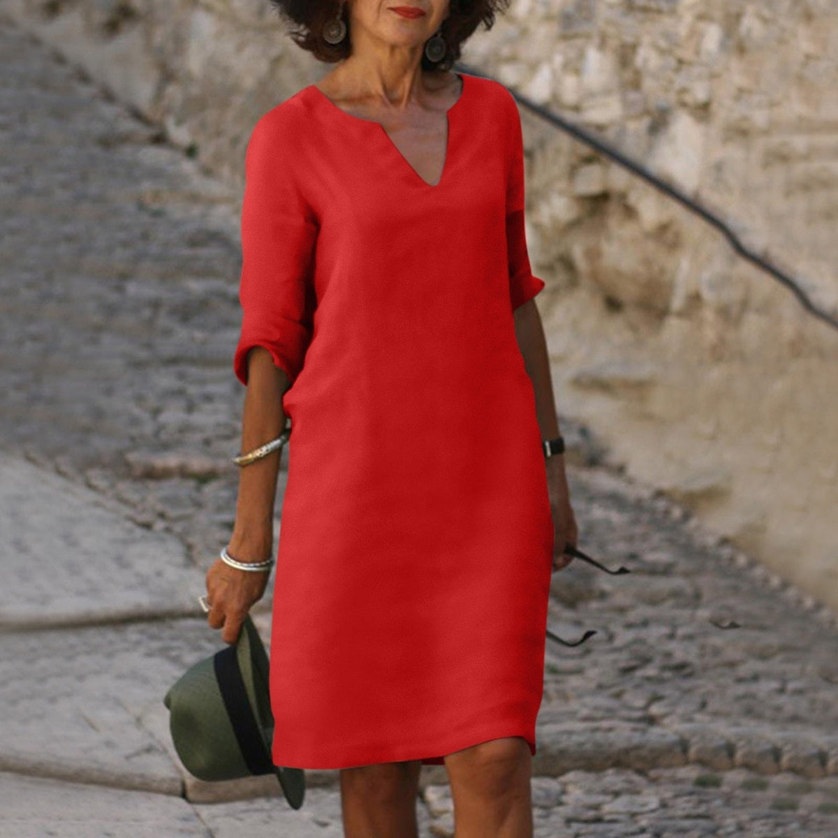 Philippa | Women's Forest Green Everyday Dress in 14 Colours