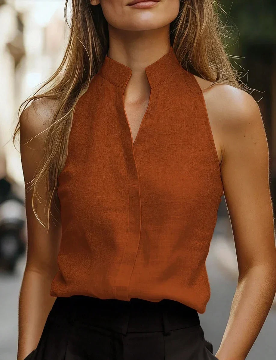Millie Ashgrove | Women's Sleeveless Linen-Look Blouse