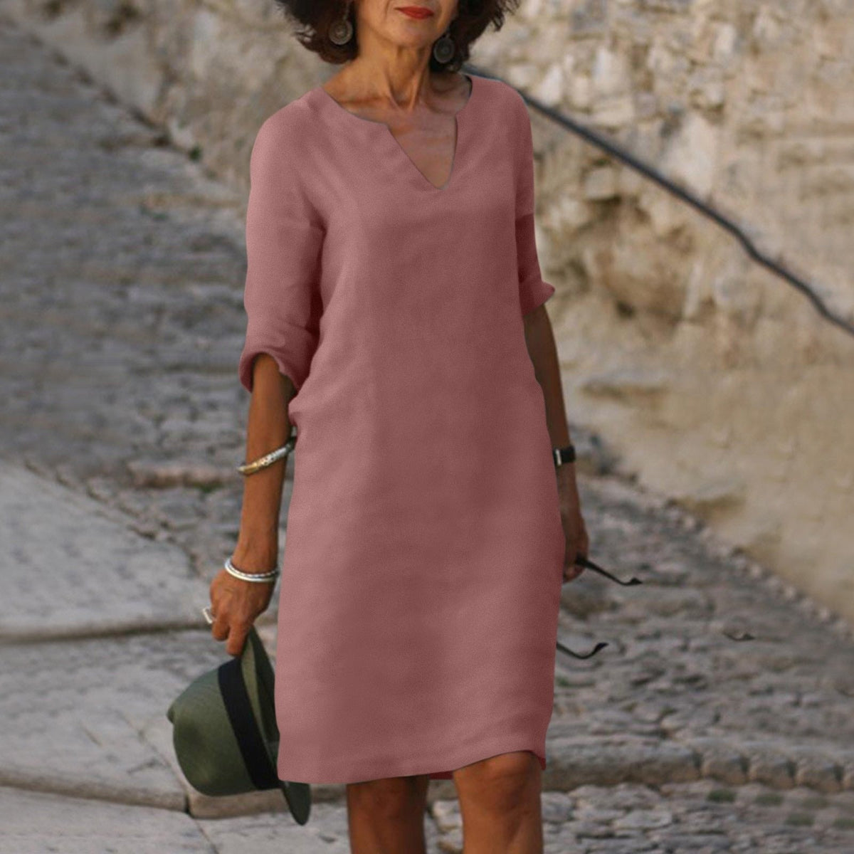 Philippa | Women's Forest Green Everyday Dress in 14 Colours
