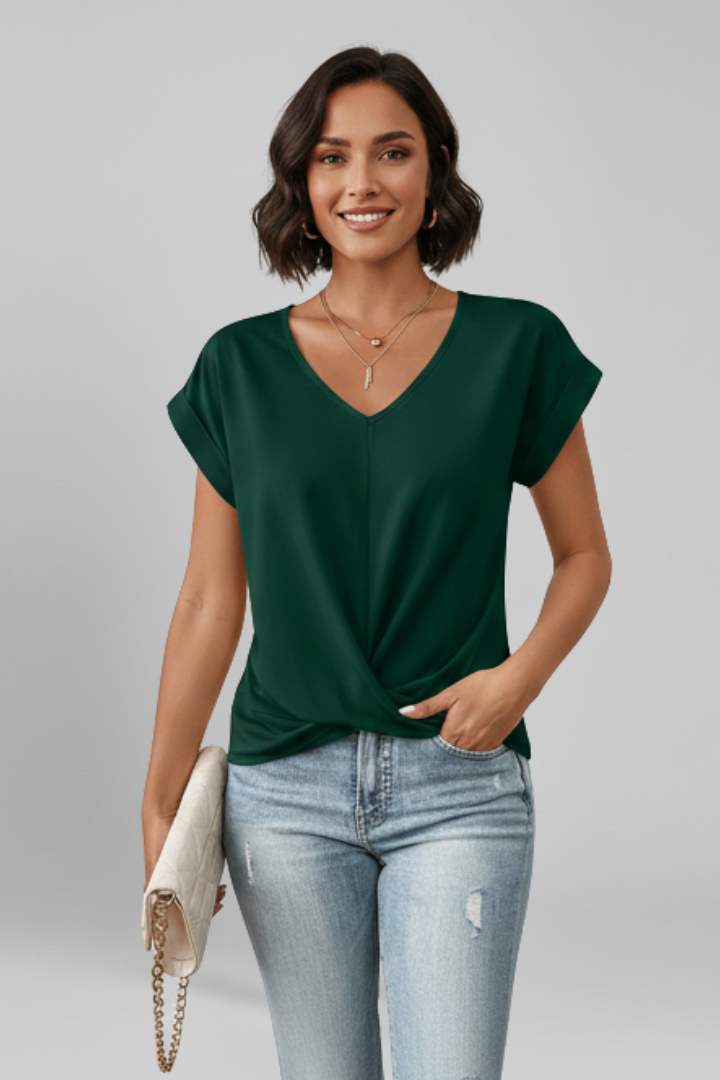 Ruby Hughes | Women's V-Neck Twist Front Top