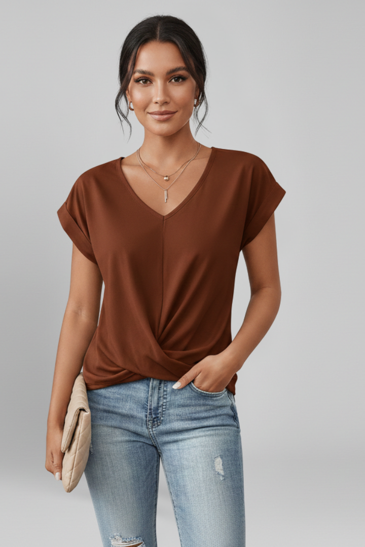 Ruby Hughes | Women's V-Neck Twist Front Top