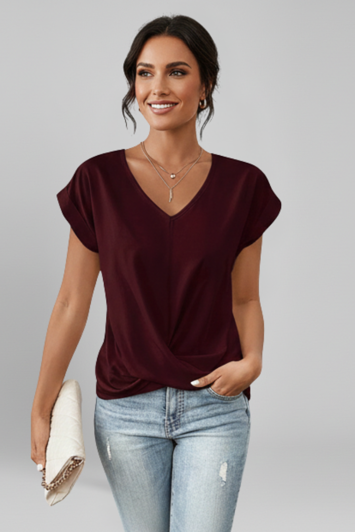 Ruby Hughes | Women's V-Neck Twist Front Top
