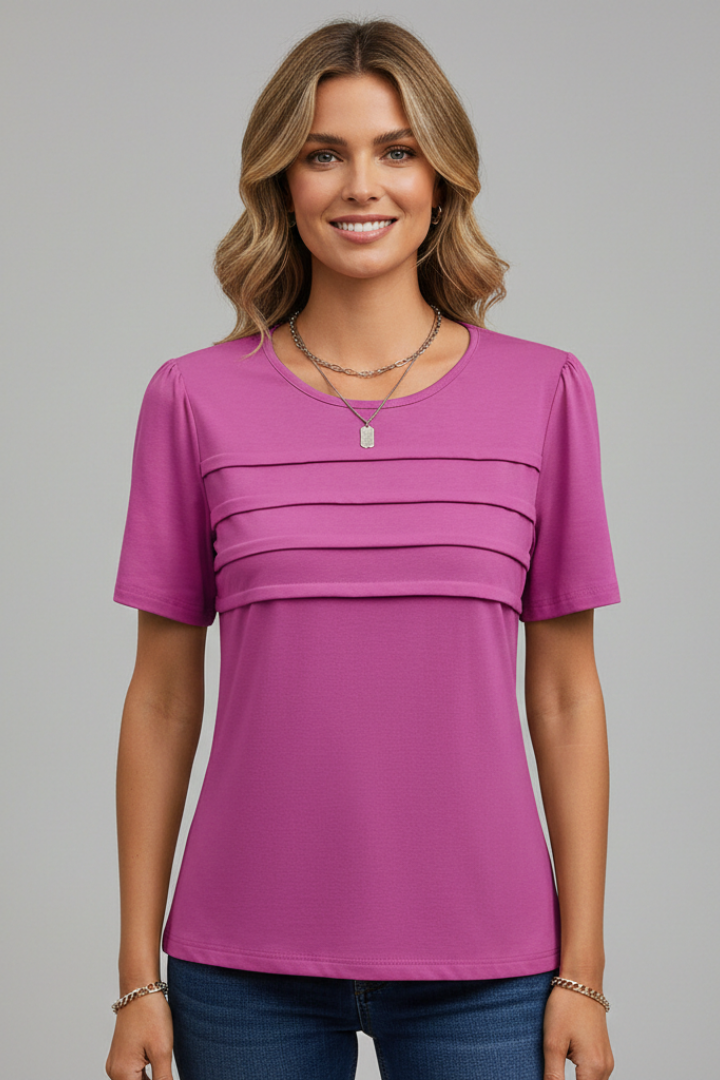 Grace Turner | Women's Layered Front Round Neck Tee