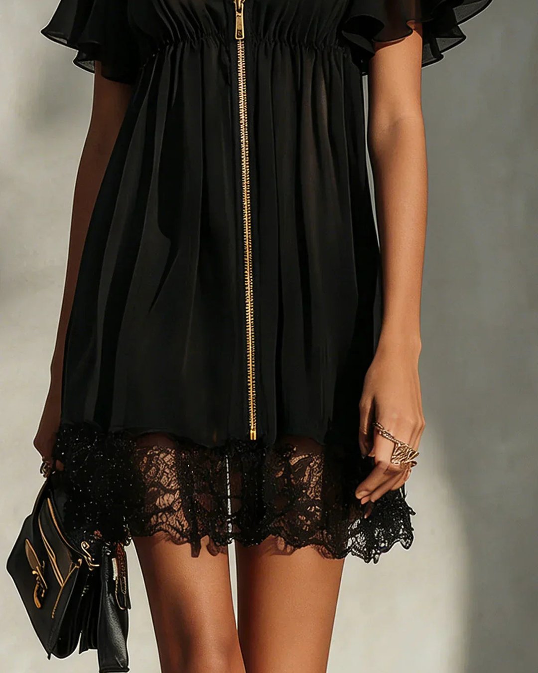 Téa | Women's Lace Mini Dress with Zip Front