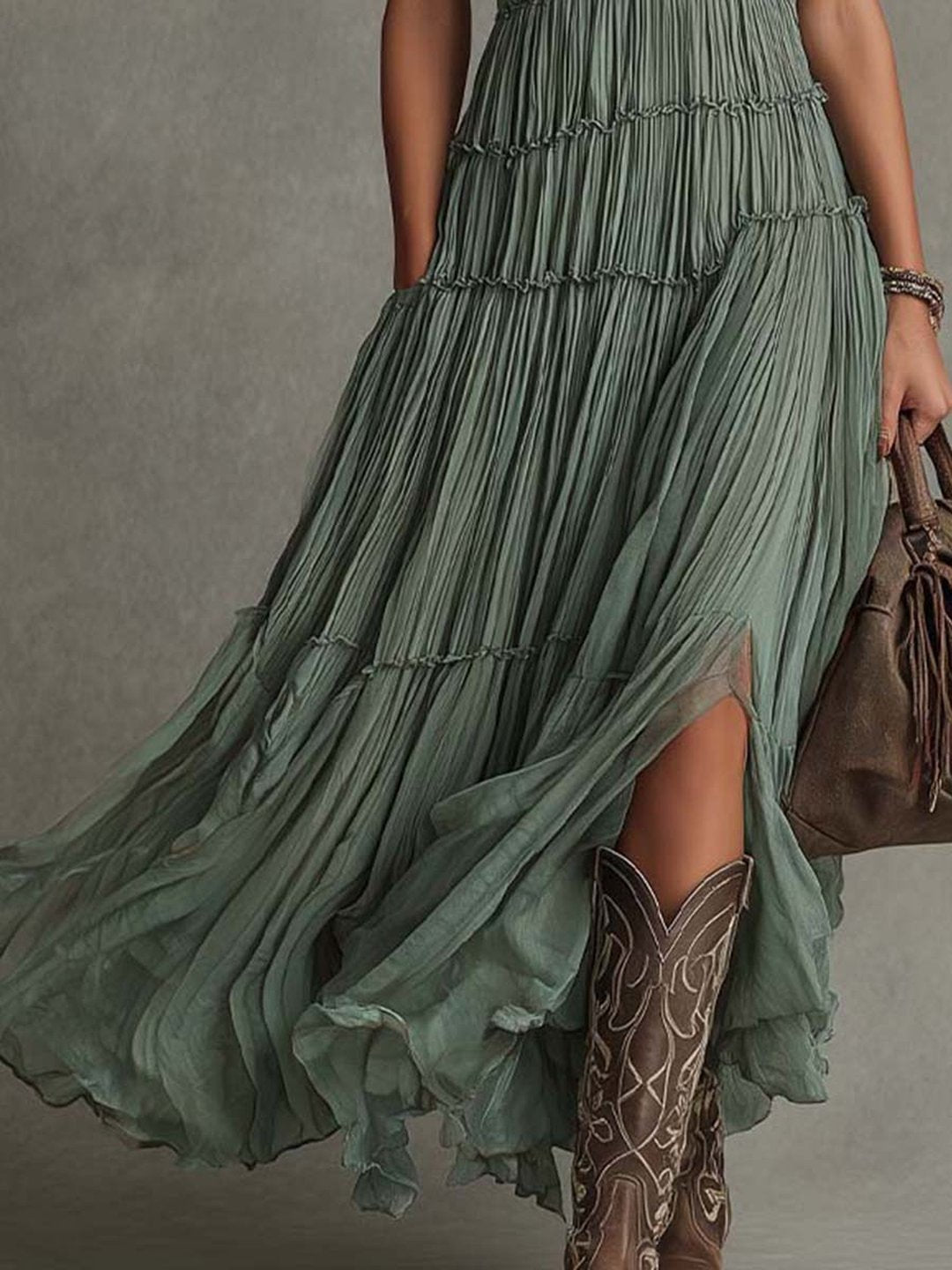 Lolita | Women's Gathered V-Neck Maxi Dress