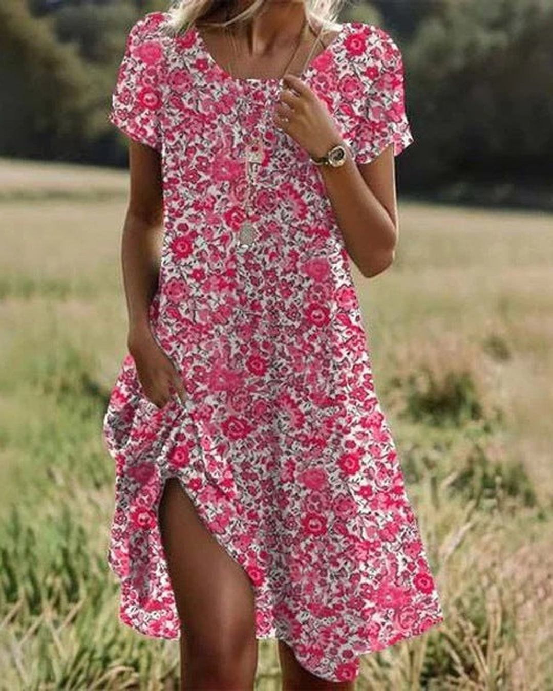 Yvette | Women's Meadow Green Midi Dress in 11 Colours and Prints