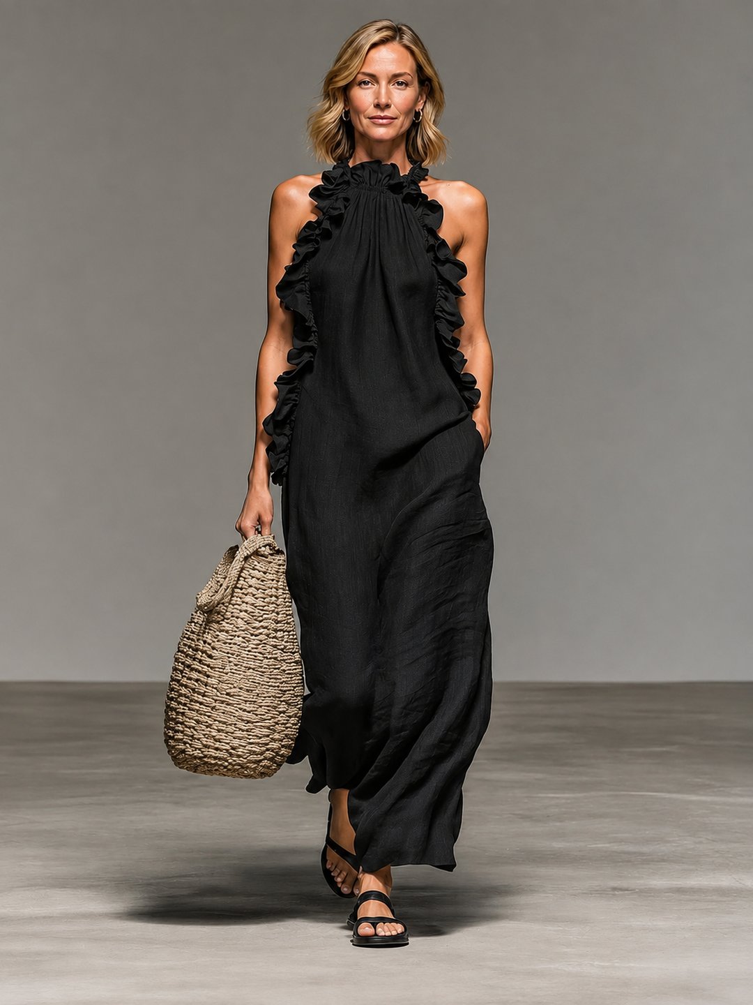 Melva | Women's Maxi Dress in Sky Blue, Red, Purple and Black
