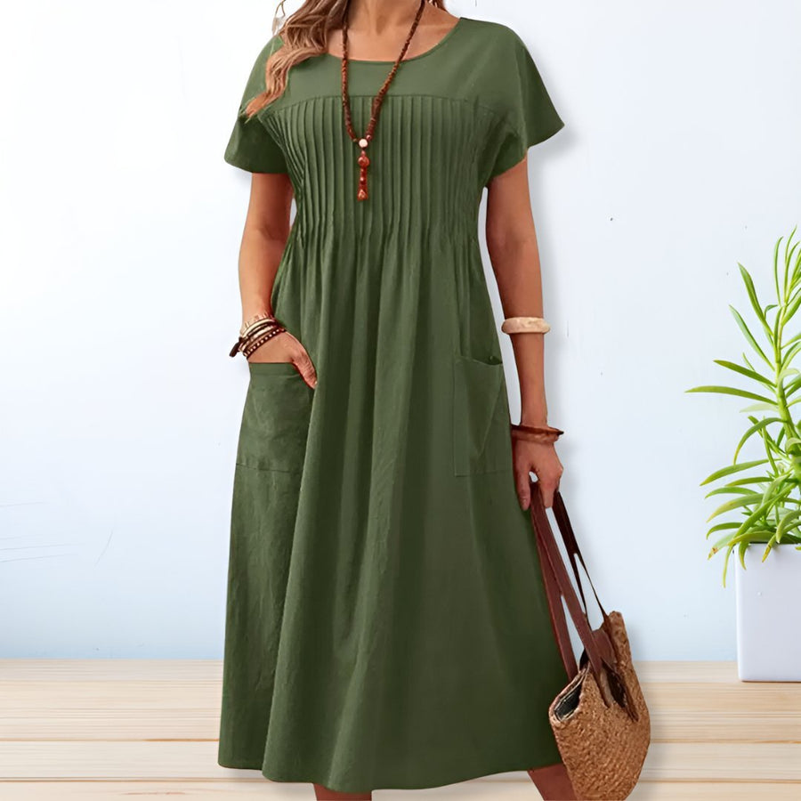 Floriana | Women's Relaxed Day Dress in Blue, Green and Orange