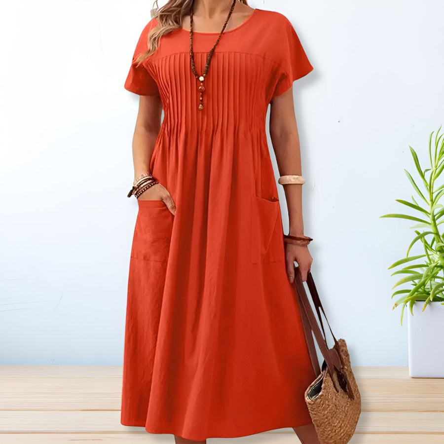Floriana | Women's Relaxed Day Dress in Blue, Green and Orange