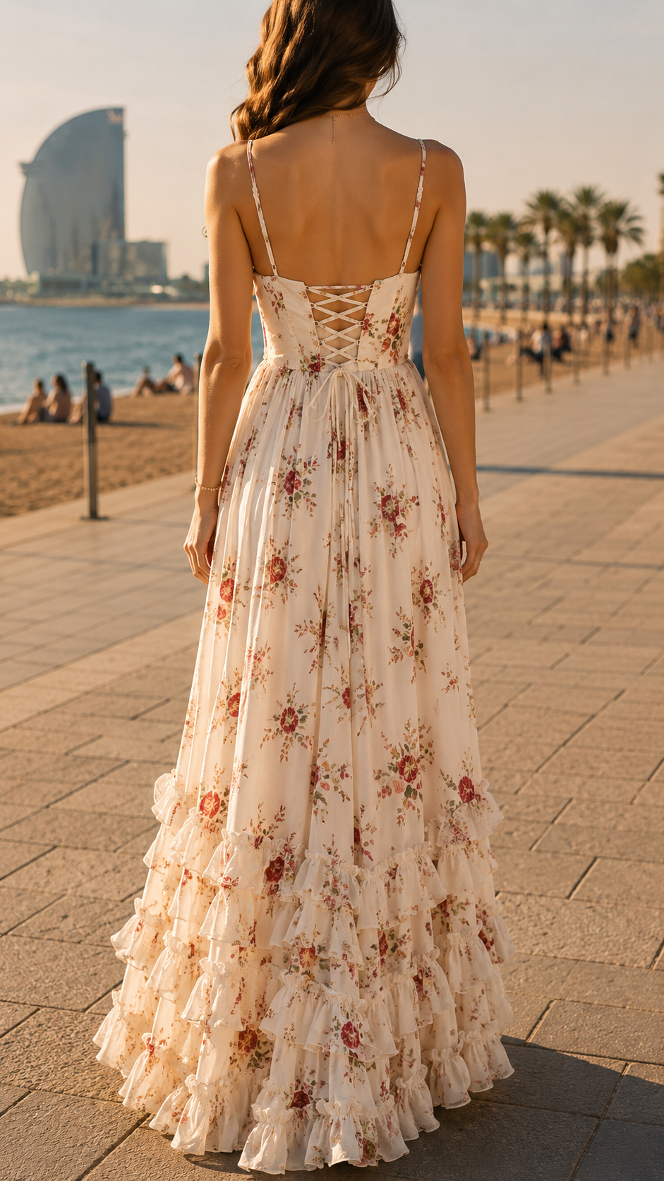 Rosamund | Women's Floral Corset Maxi Dress with Side Split