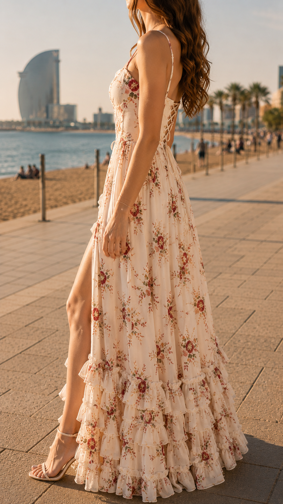 Rosamund | Women's Floral Corset Maxi Dress with Side Split