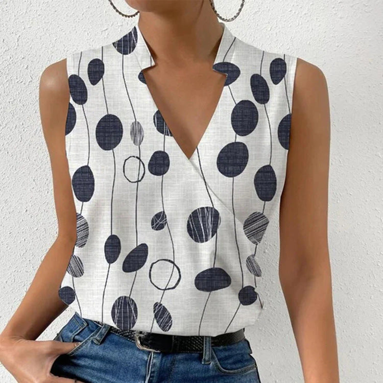 Isabelle Harris | Women's Printed V-Neck Sleeveless Blouse