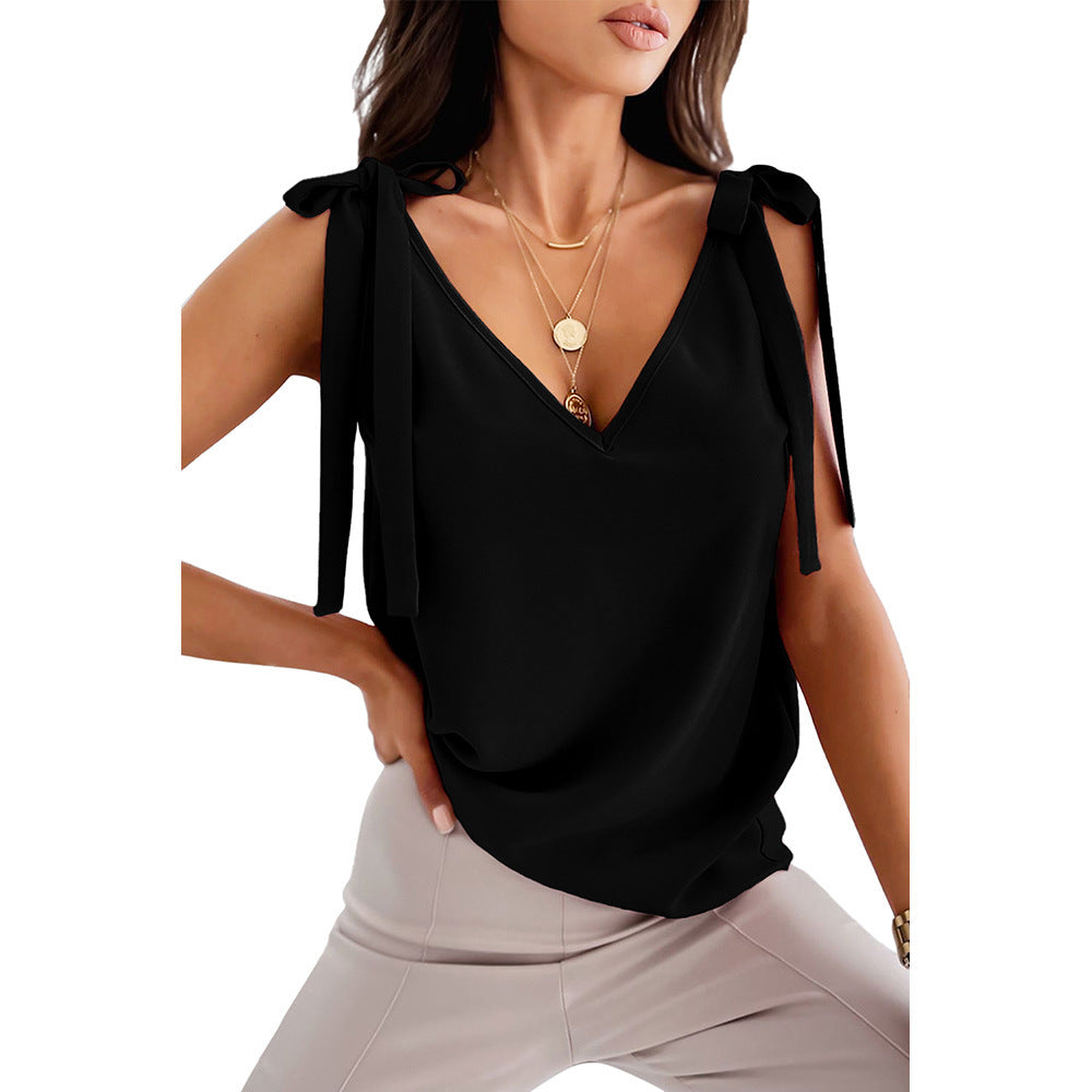 Freya Bennett | Women's Bow Tie-Up V-Neck Cami Top