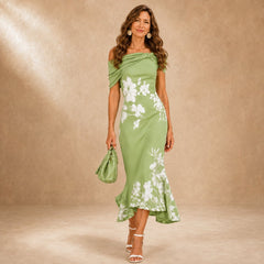 Andra | Women's Everyday Midi Dress in Green, Black and Blue