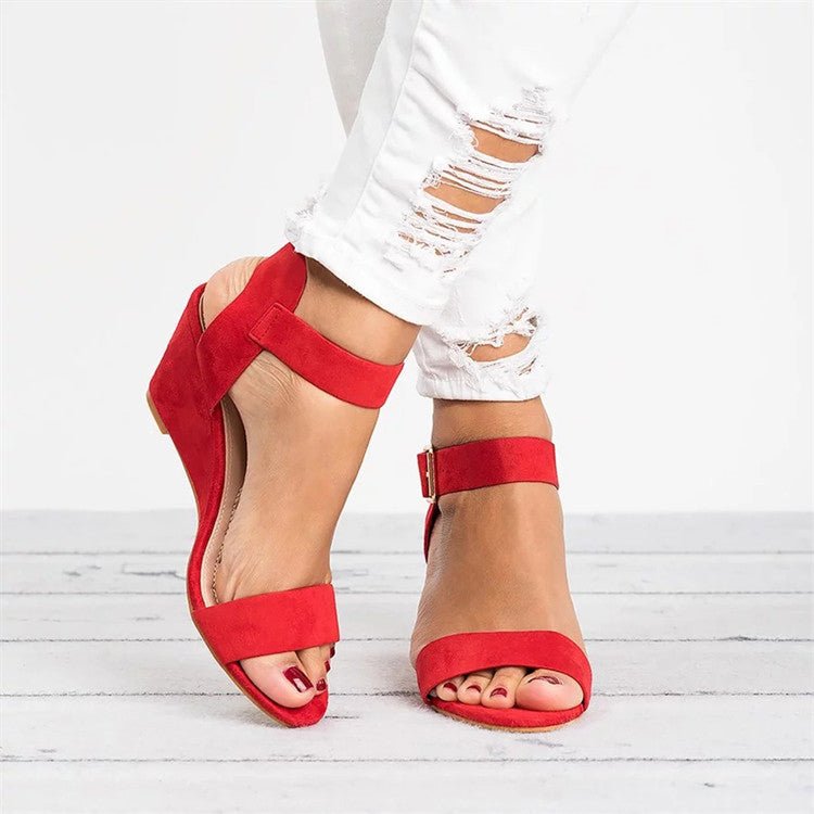 Amara | Women's Open Toe Wedge Sandals with Ankle Strap