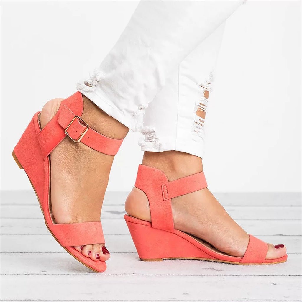 Amara | Women's Open Toe Wedge Sandals with Ankle Strap
