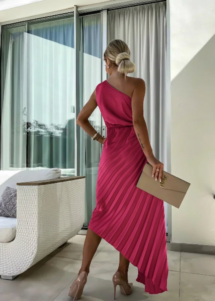 Serena | Christmas Party Dress, One Shoulder Rosette Maxi