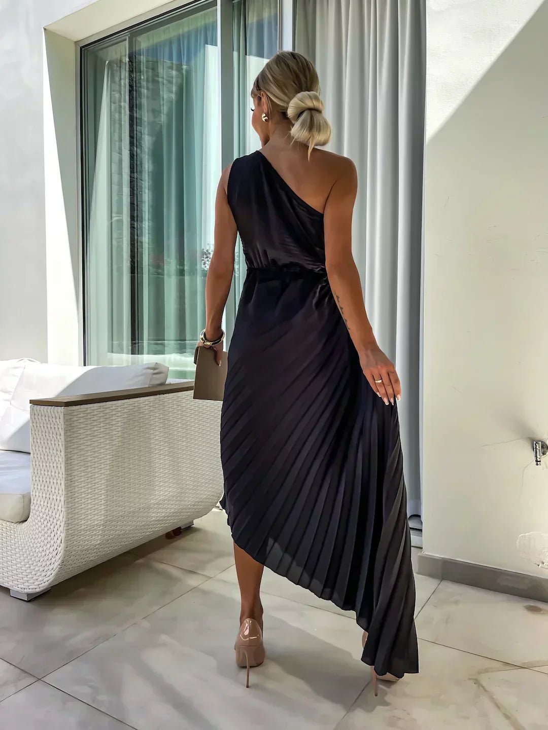 Serena | Christmas Party Dress, One Shoulder Rosette Maxi