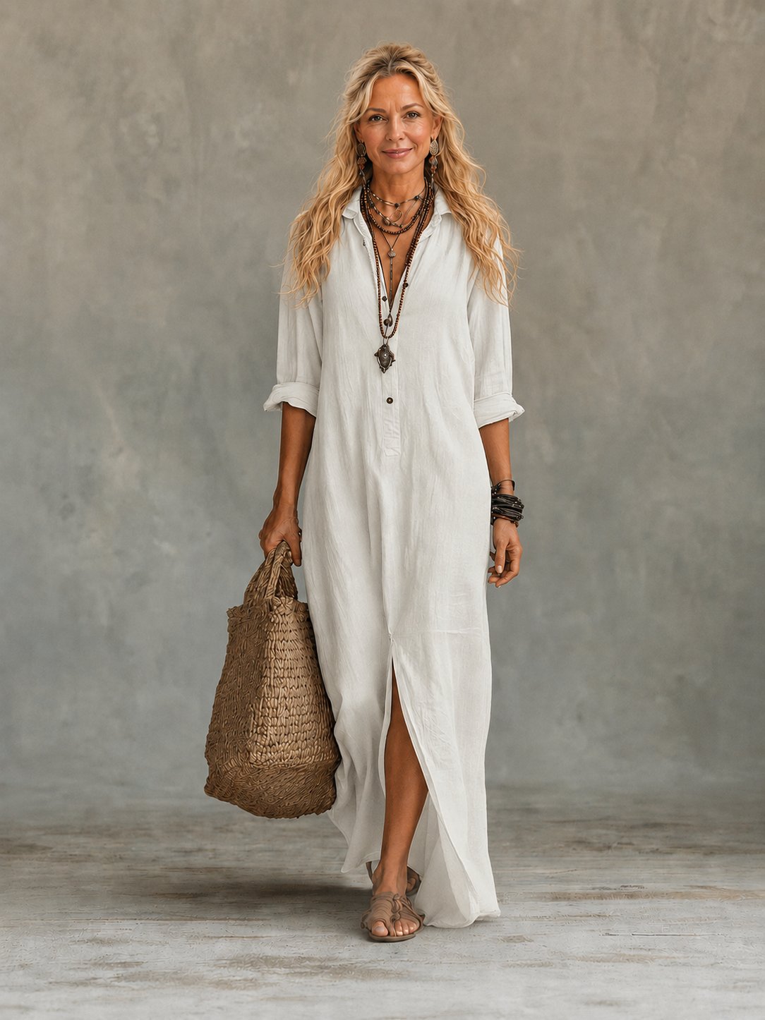 Carmela | Women's Button-Down Maxi Shirt Dress