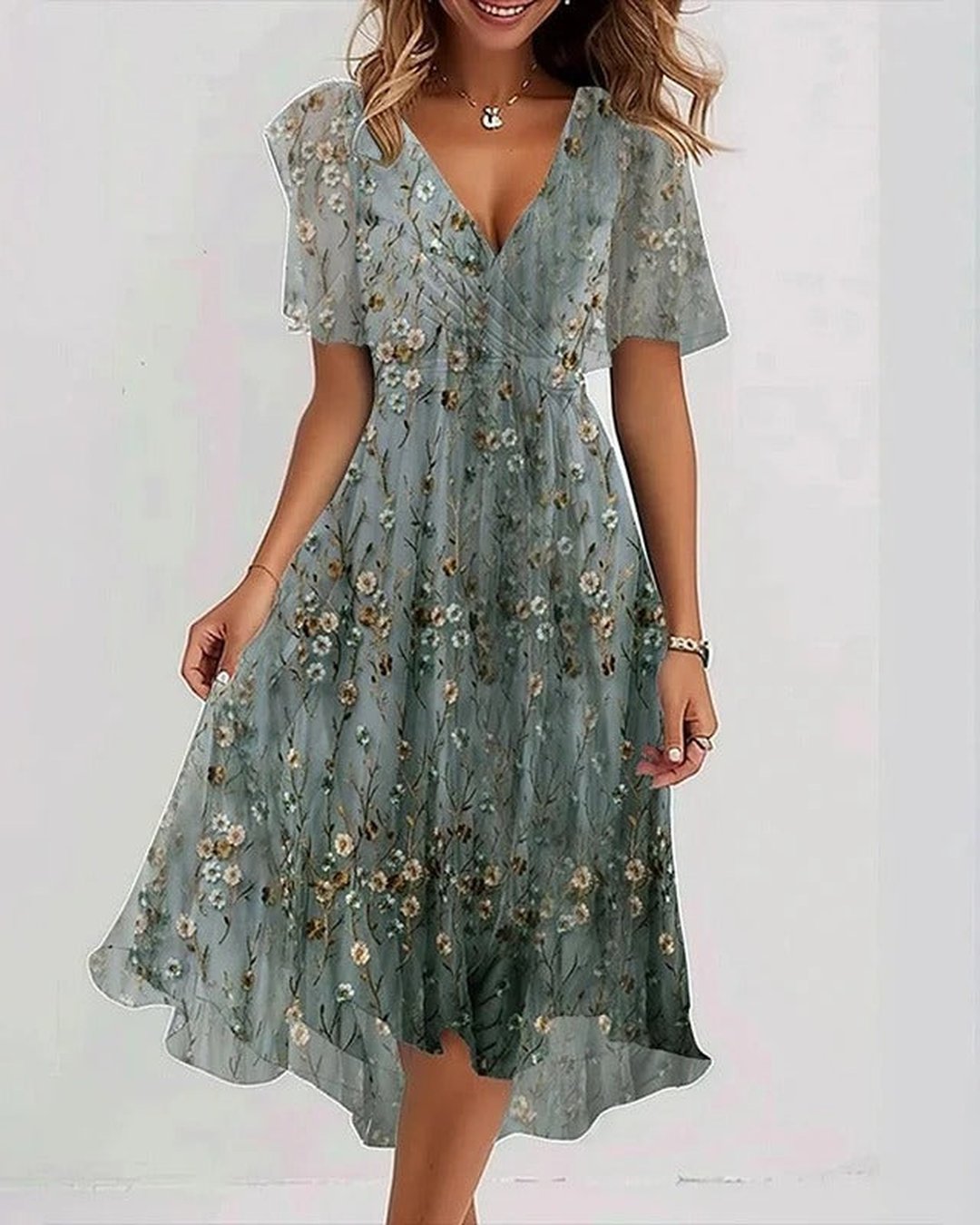 Florencia | Women's Sage Floral Dress in 9 Colourways