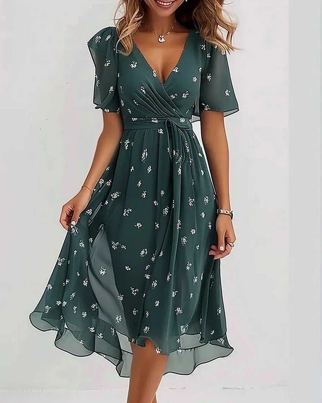 Florencia | Women's Sage Floral Dress in 9 Colourways
