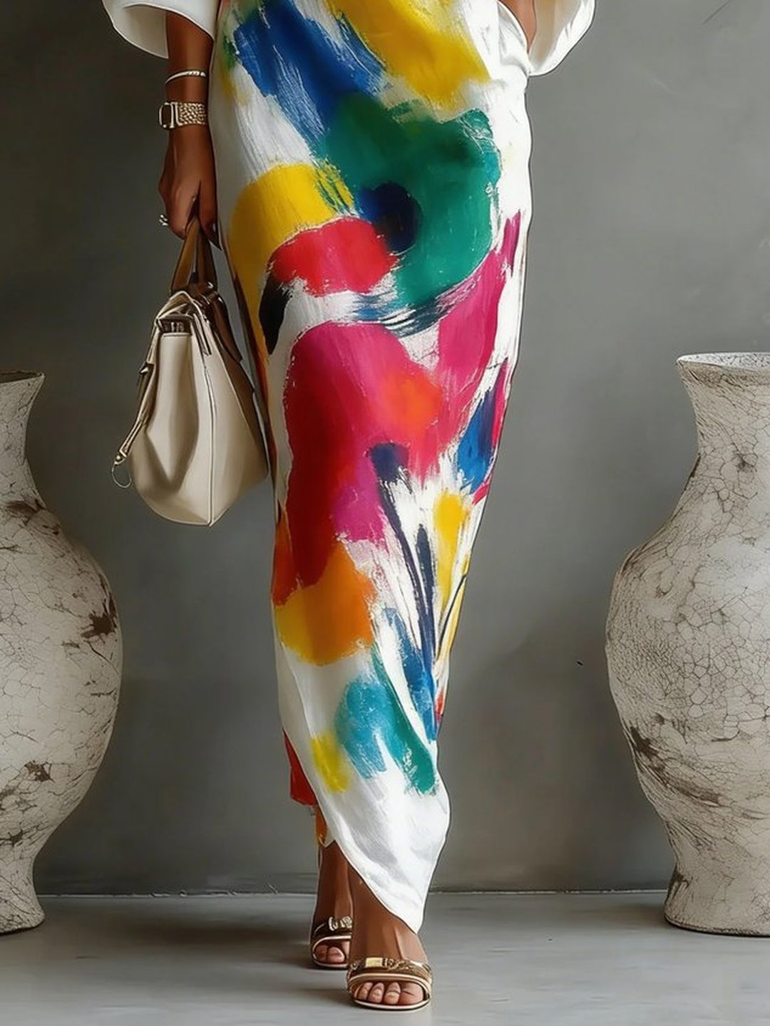 Odile | Women's Ivory Flowing Maxi Dress