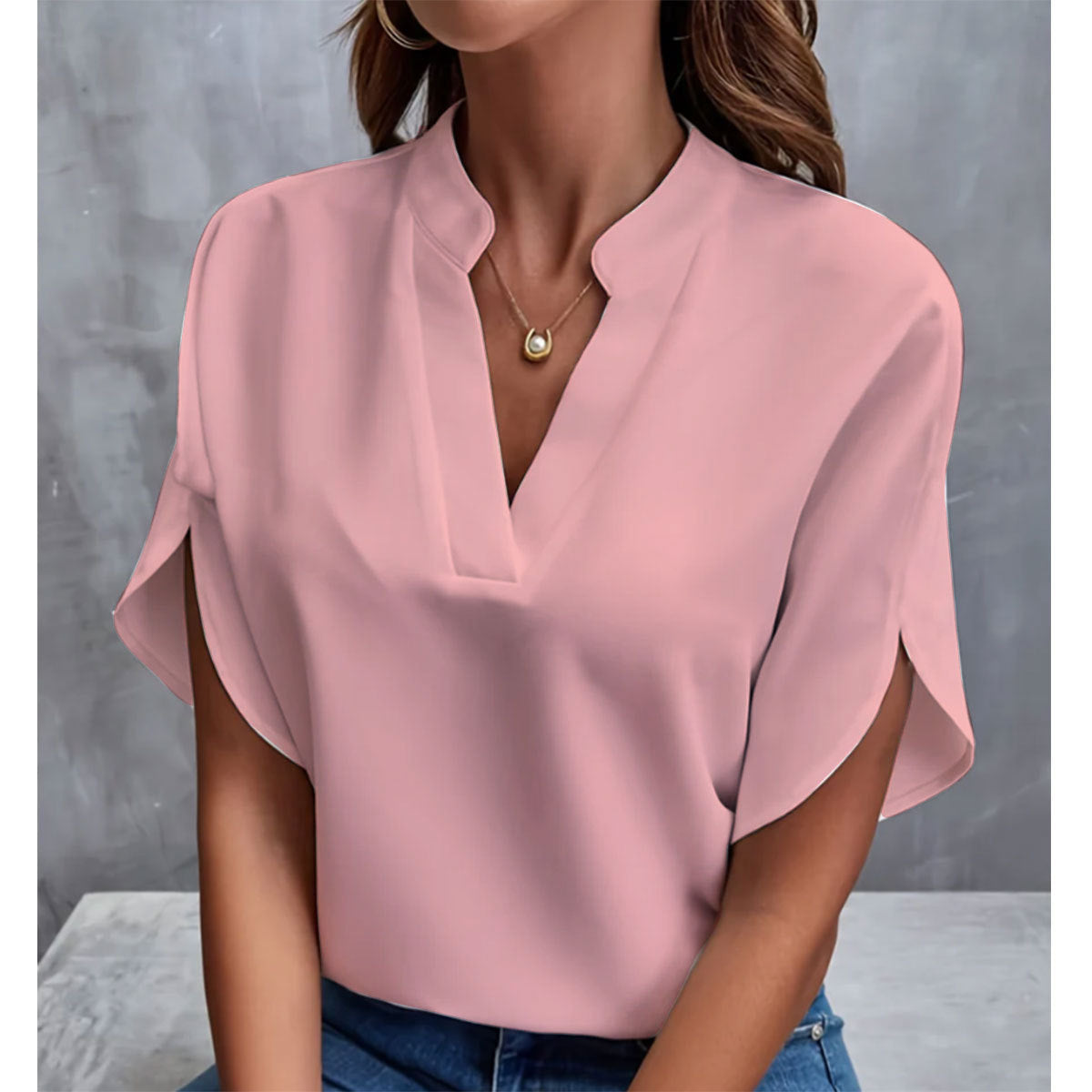 Lily Jones | Women's Flowing Chiffon V-Neck Blouse